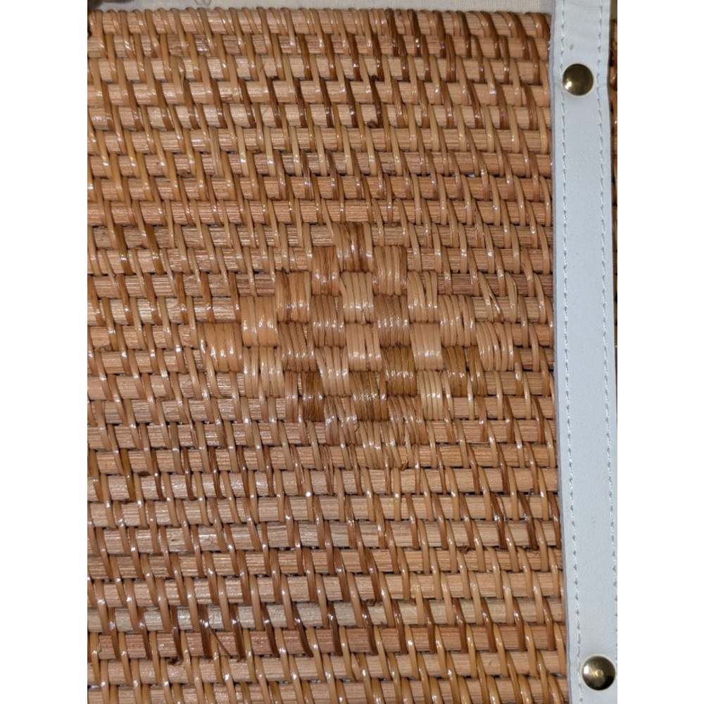 Women's Unbranded Woven Tote Bag One Size Brown and White - Picture 6 of 6